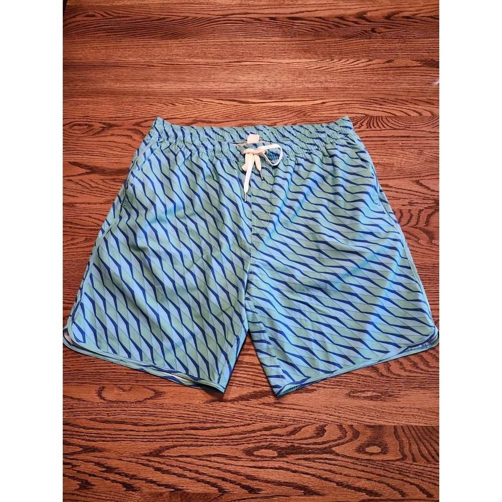 Fair Harbor The Bungalow Swim Trunks Shorts Green‎ Blue Seabay XXL 8" Inseam